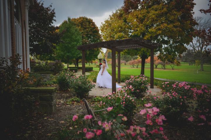 bride in garden