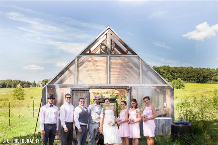 wedding party rustic setting