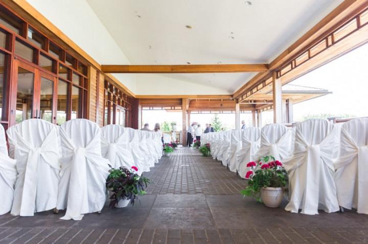 wedding ceremony on covered patio