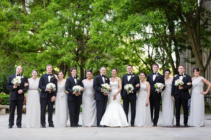 wedding party posing pittsburgh park