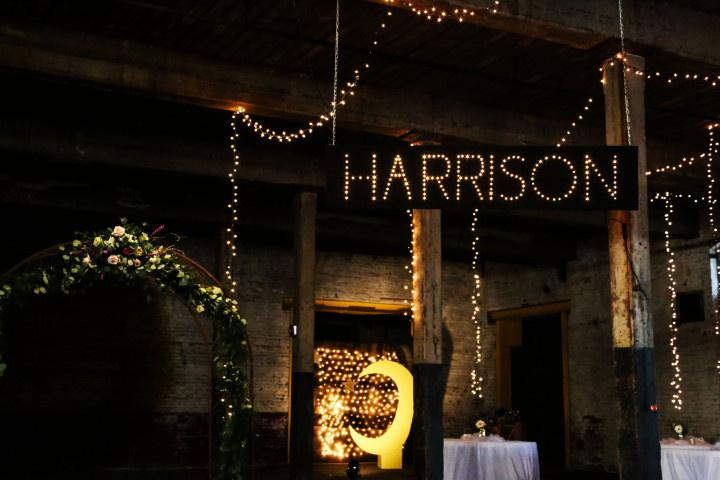 custom wedding lighting sign with last name
