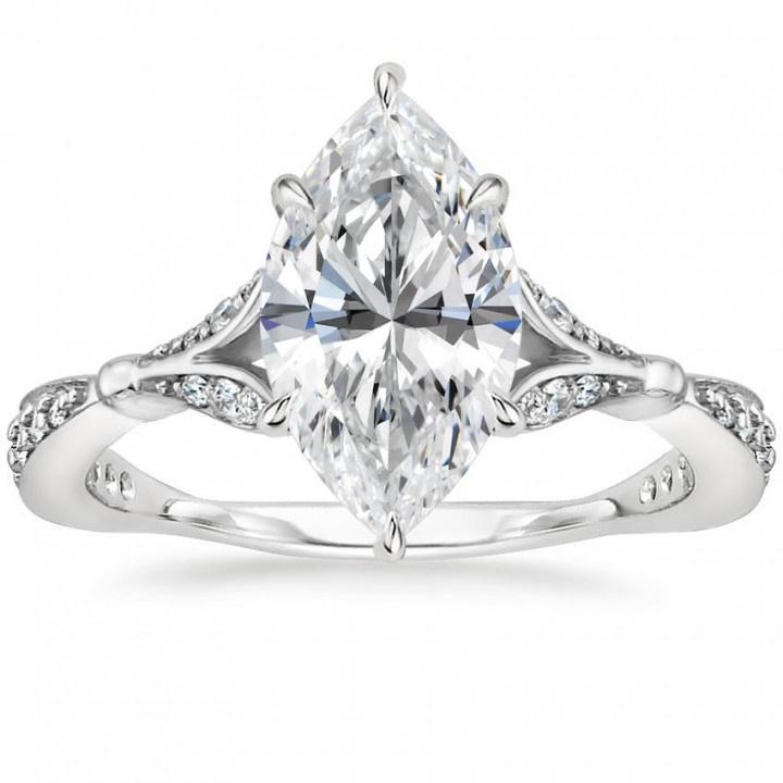 asscher cut and split shank engagement ring
