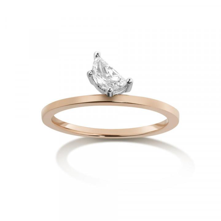 half moon cut prong set engagement ring
