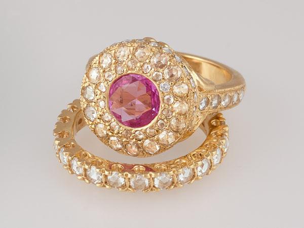 rose cut and pave setting engagement ring