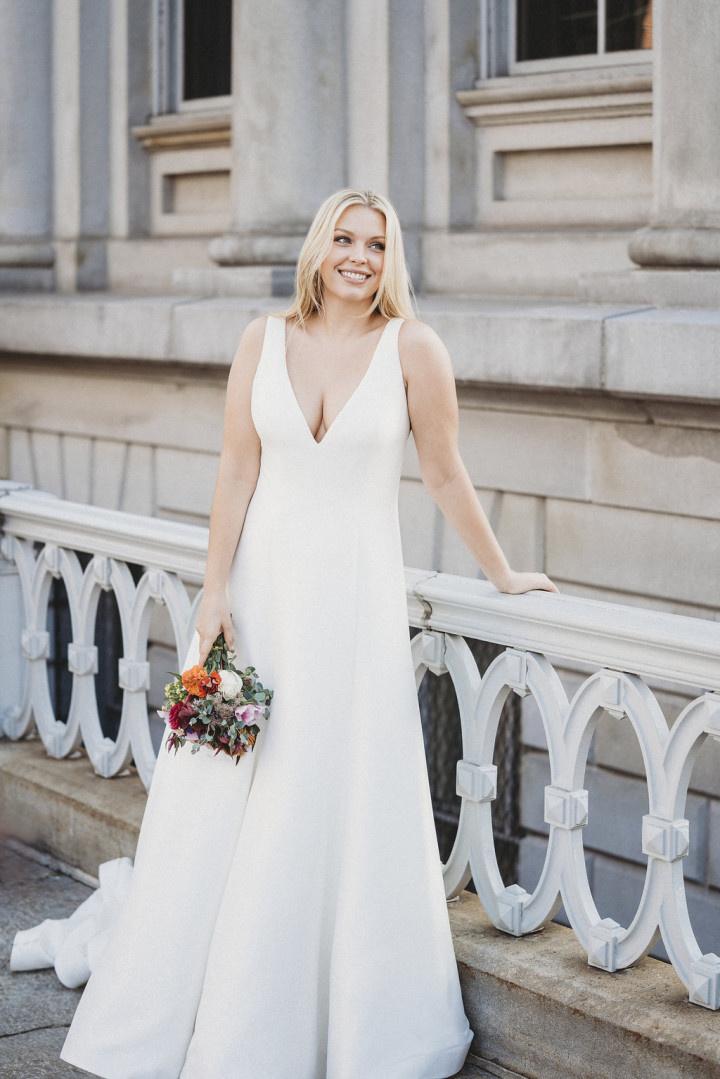 Shimmering A-line Wedding Dress with Floral Pattern and Voluminous Skirt -  Stella York Wedding Dresses