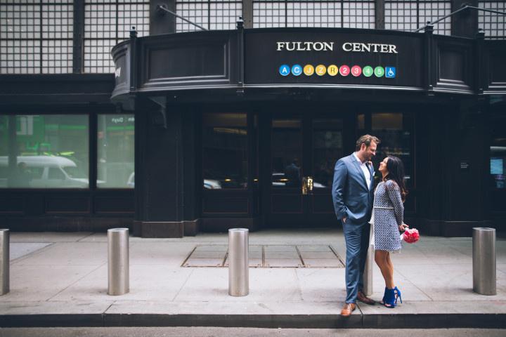 couple outside subway station in nyc