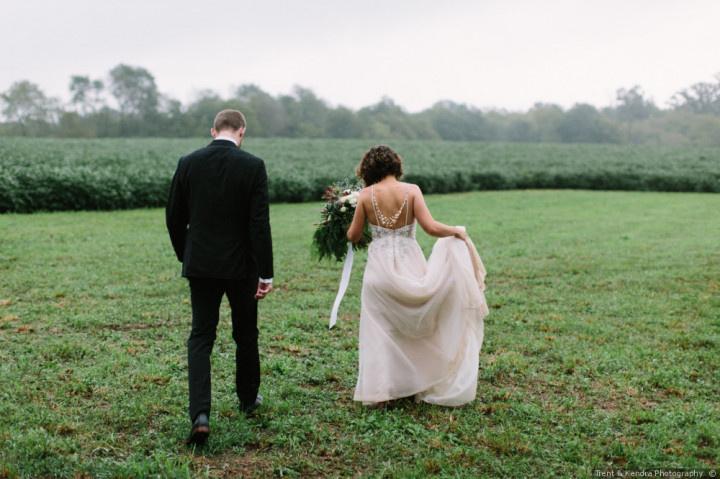 wedding couple walking