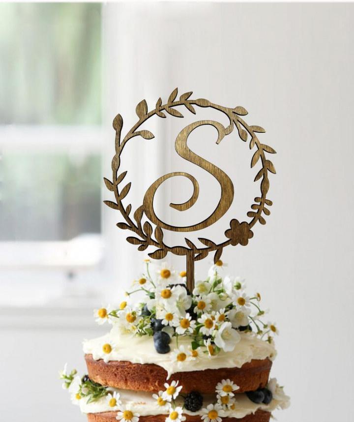 Cake Topper for Wedding, Initial Letters Cake Topper, Custom Cake Topper,  Heart Cake Topper, Wedding Cake Topper, Gold or Wood Cake Topper 