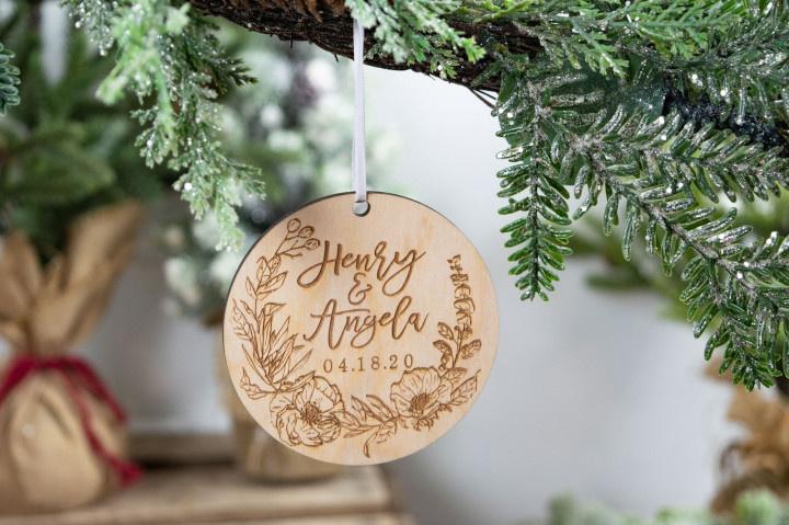 Wedding Personalized Ceramic Ornament Custom Photo Our First Christmas 2019 