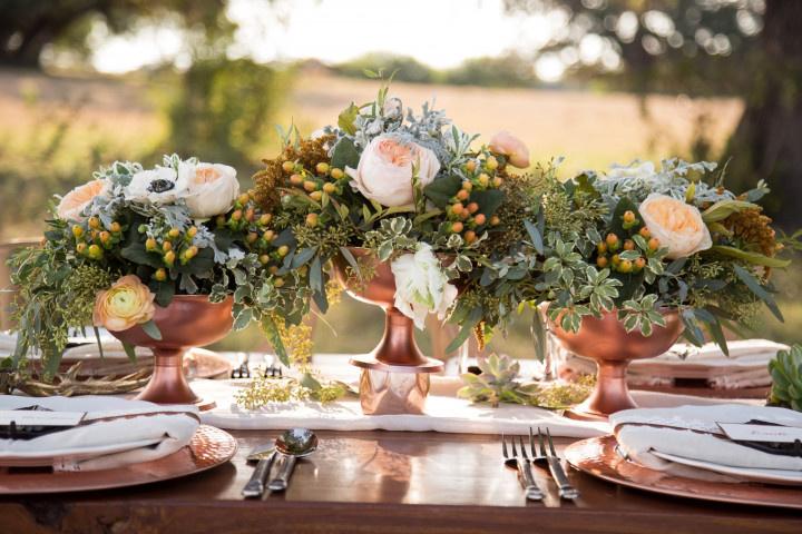 rose gold centerpiece ideas