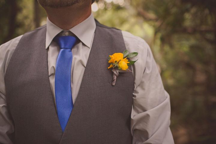 Groom Casual Attire Gray Suit Vest Blue Necktie