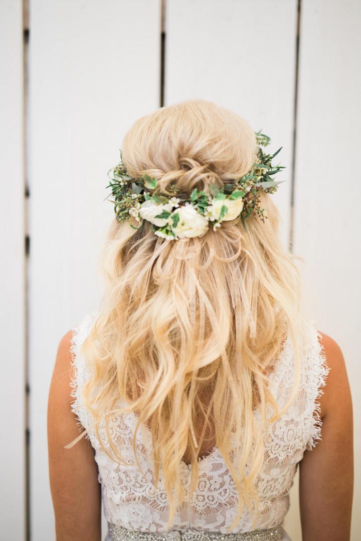 bridal hairstyles half up flowers