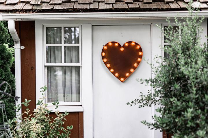 heart-shaped marquee light for outdoor wedding venue