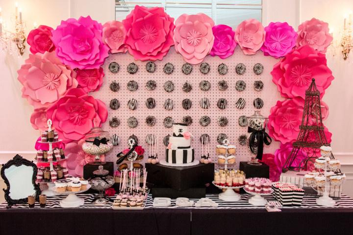 black and pink chanel party decorations