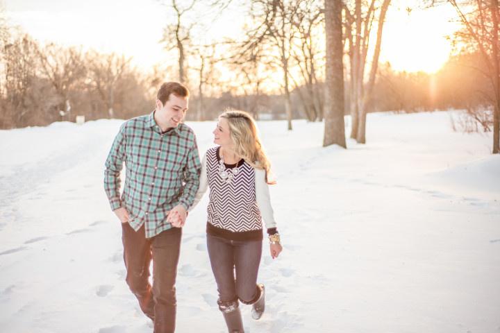 couple walking in the snow