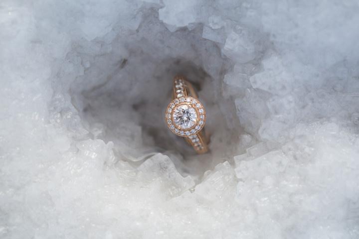 engagement ring in the snow 
