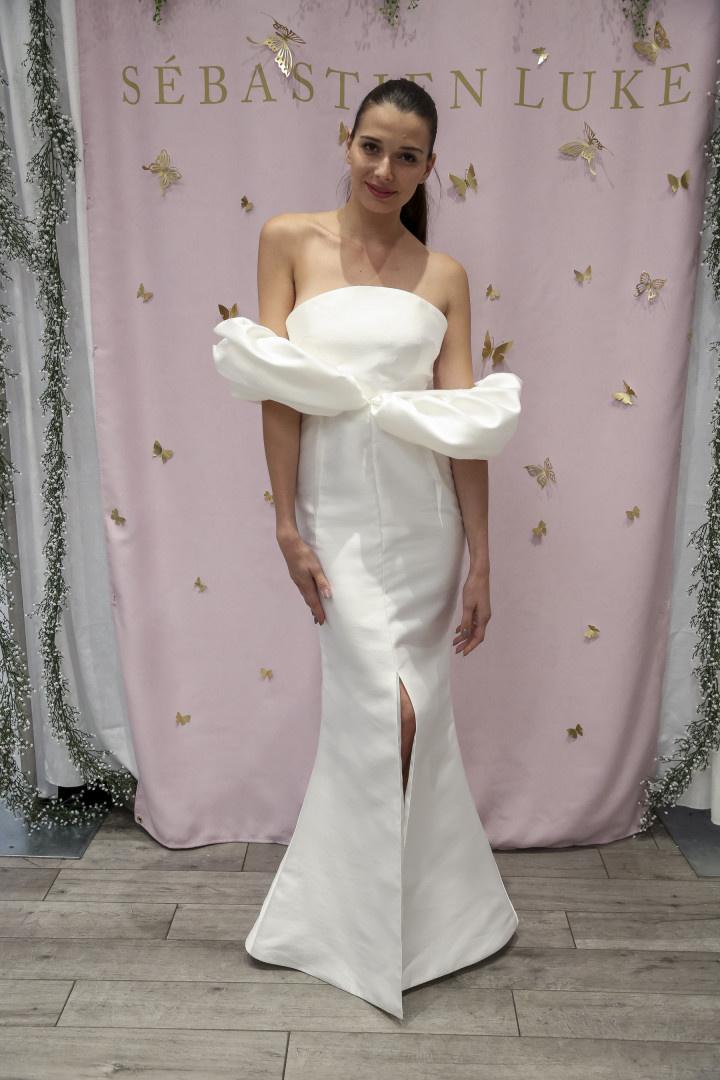 Joy  Tulle Corset Wedding Gown with Balloon Sleeves - Darling