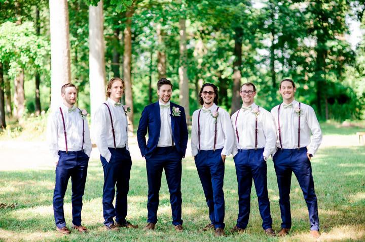 Groomsmen wearing clearance suspenders