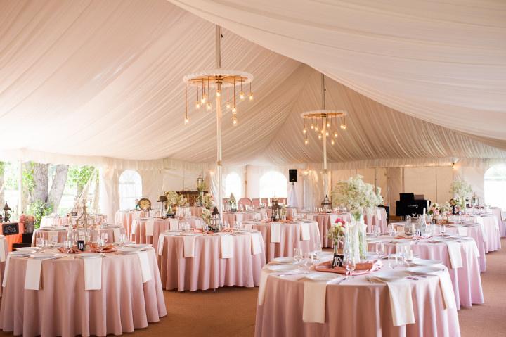 tented reception with blush linens 