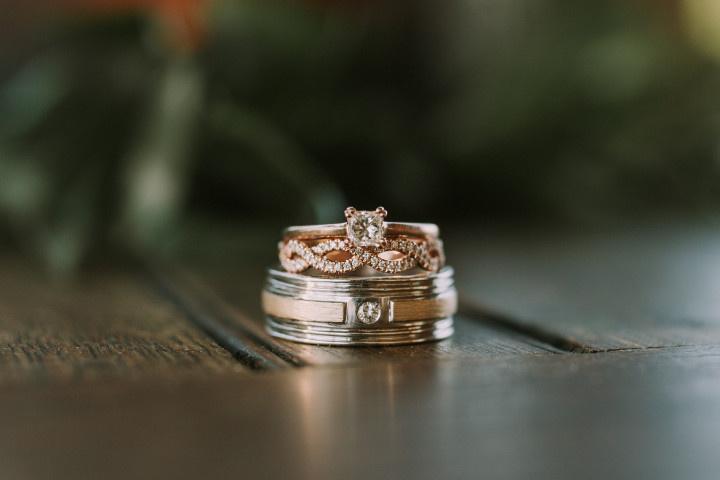 rose gold wedding ring sets 