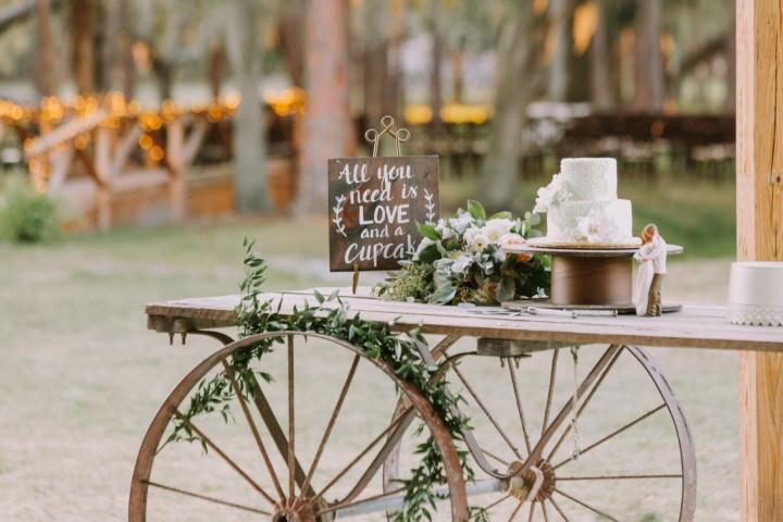 rustic wedding dessert display