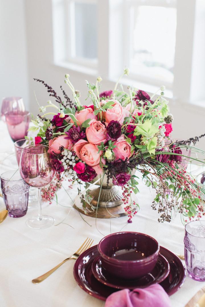 purple wedding centerpiece