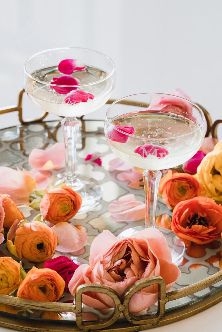 monogrammed champagne coupes