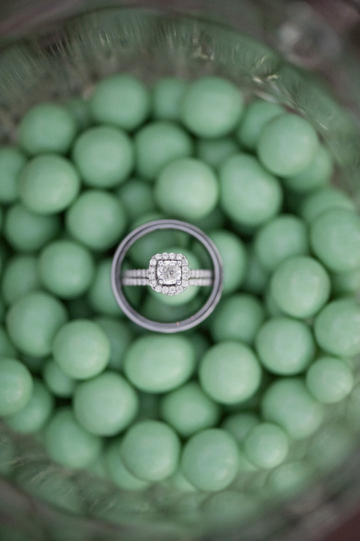 engagement ring with mint dish 