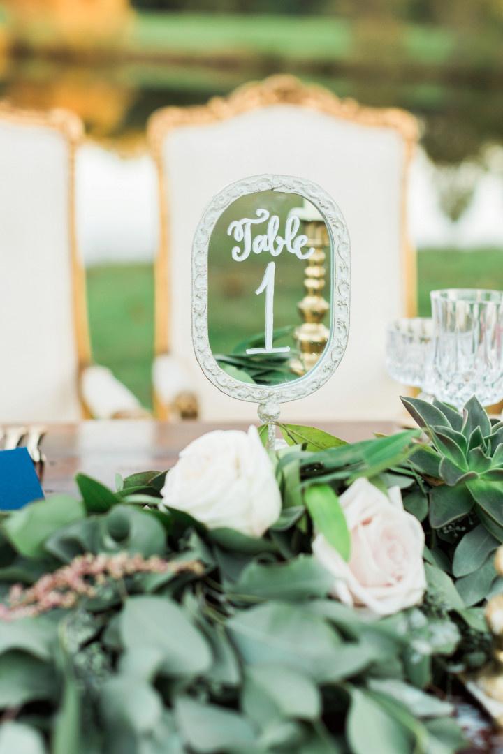 Mirror table numbers deals wedding