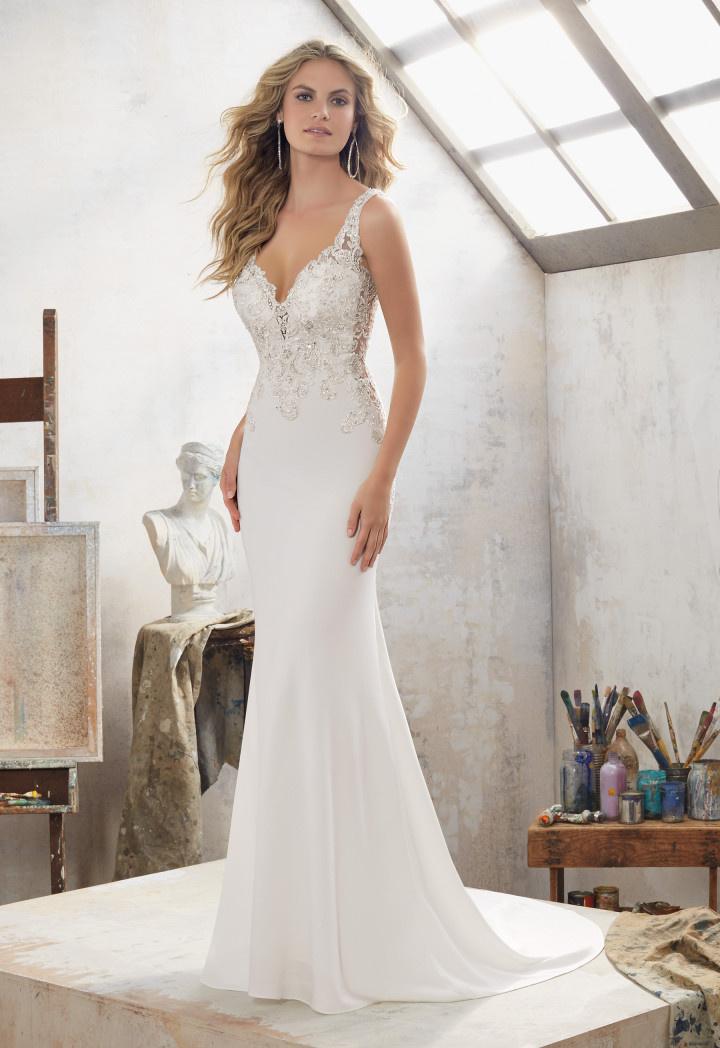 v-neck wedding dress morilee