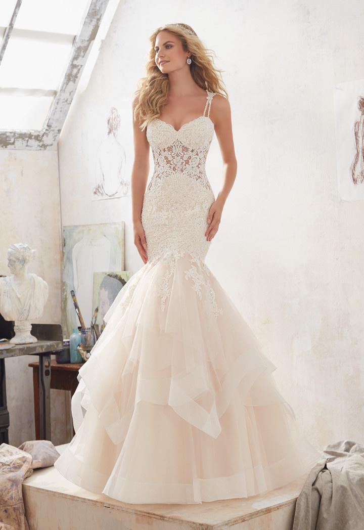 sheer lace bodice wedding dress morilee