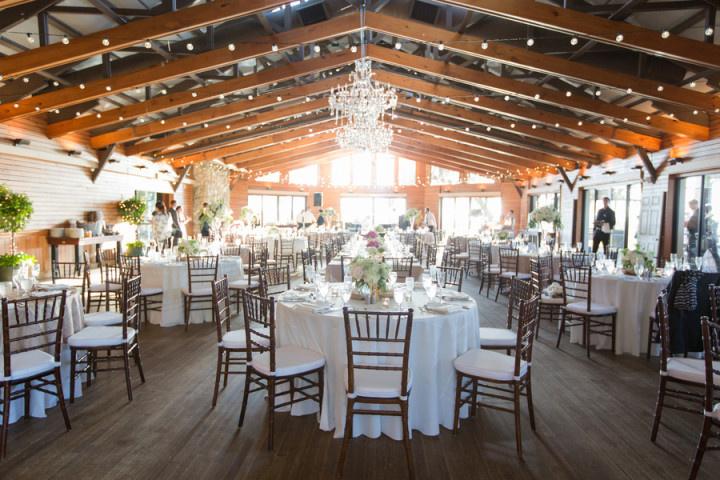 indoor reception with chandeliers 