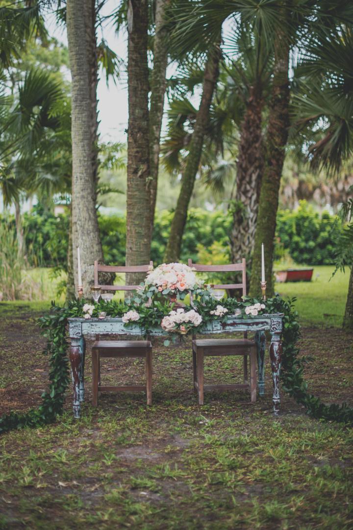 sweetheart table with greenery 