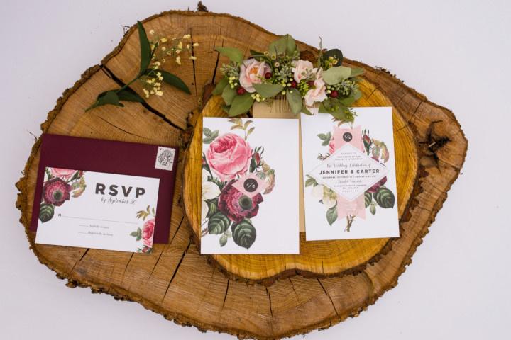 fall wedding invitations with flowers