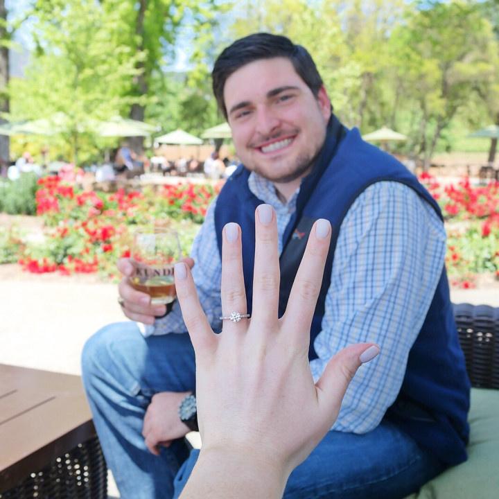 vineyard proposal photo ring selfie