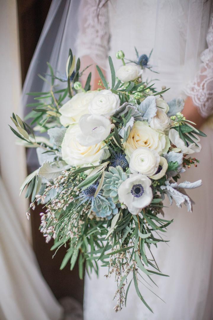winter wedding bouquet with greenery