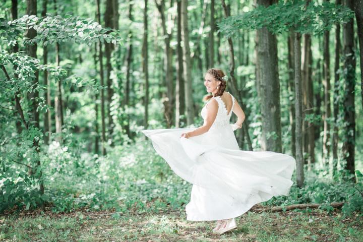 bride twirling in wedding dress