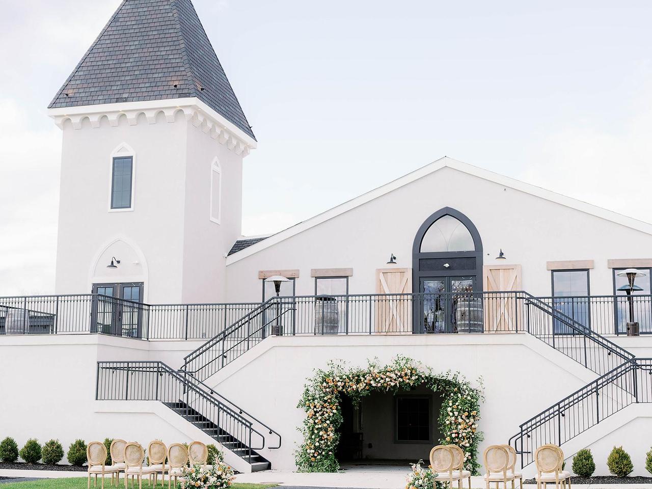 mediterranean style home with wedding ceremony outdoors