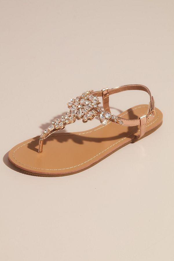 Ladies Rose Gold Champagne Flat Comfort Sandals Holiday Shoes Padded Insole