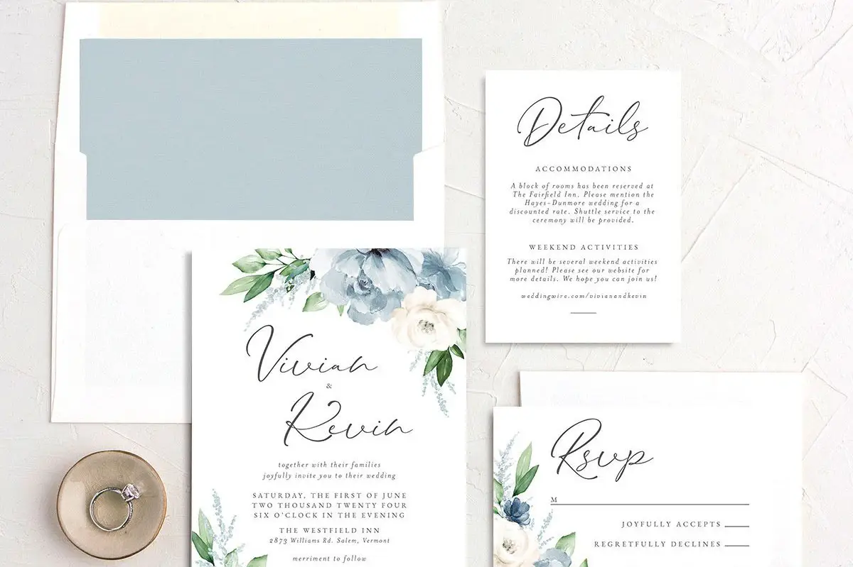 Simple Vintage Wedding Invitation Complete Package Set