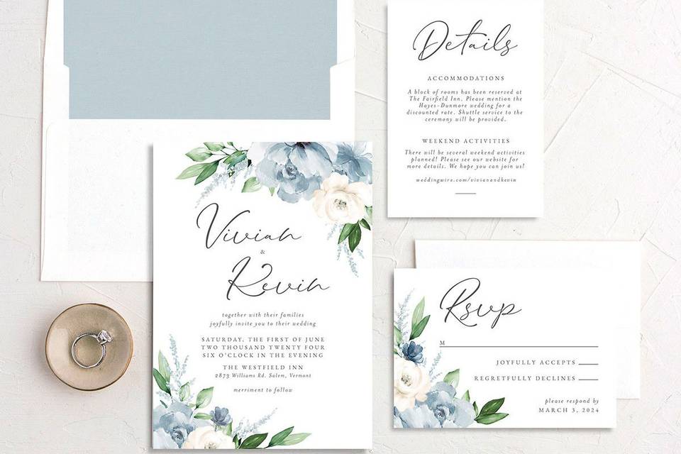 Painted Florals wedding invitation suite from WeddingWire Invitations