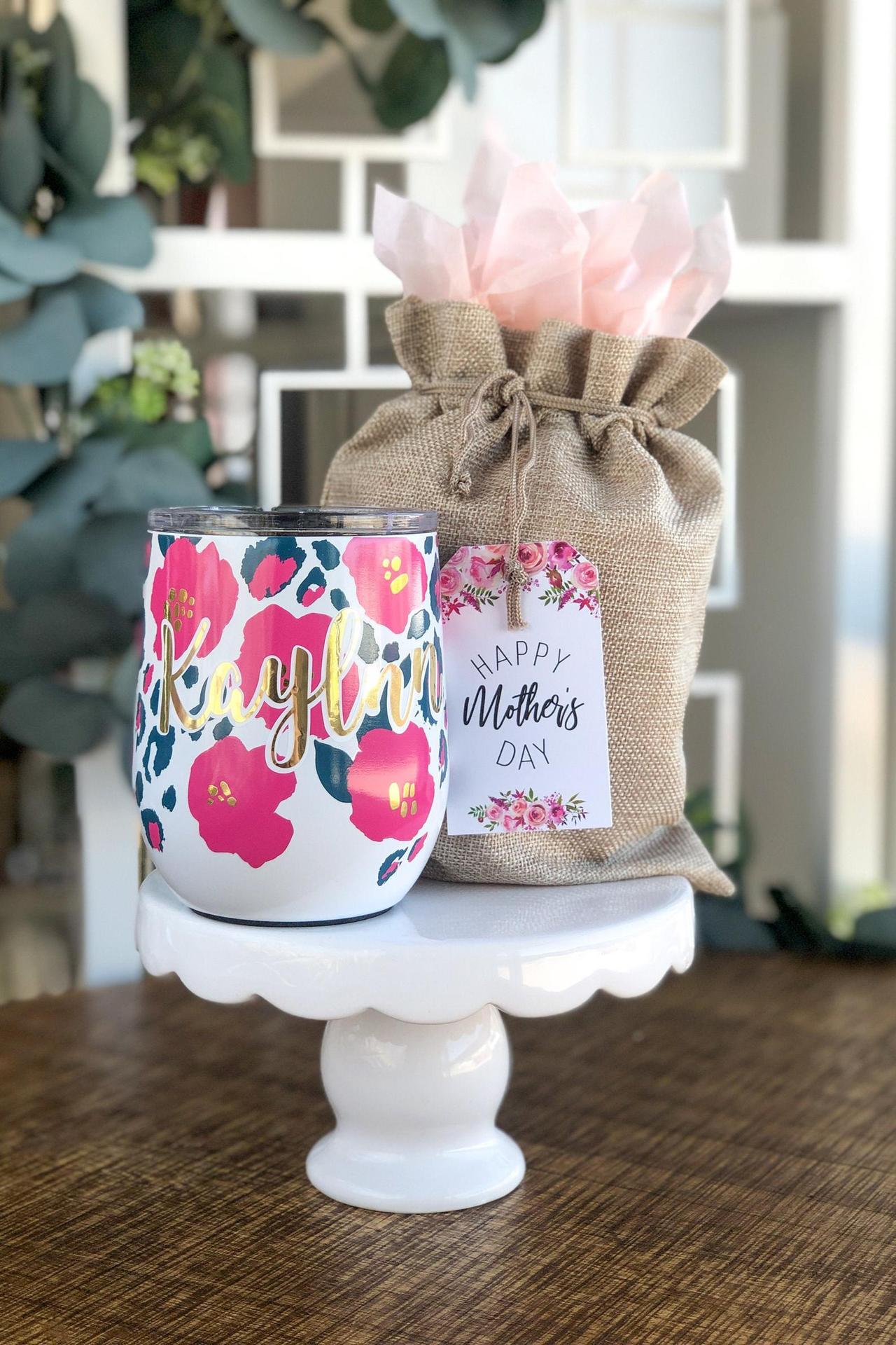 Mother's Day Wine Glass Cherry Blossoms | Sold Separately | Hand Painted  Personalized Gifts