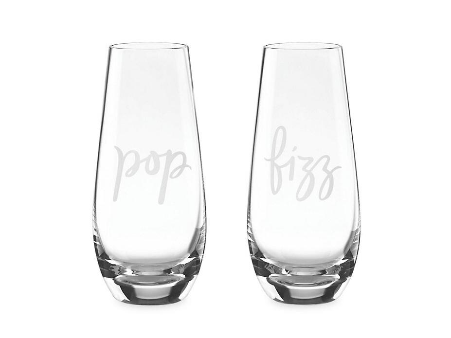 Pop and Fizz stemless wedding champagne flutes
