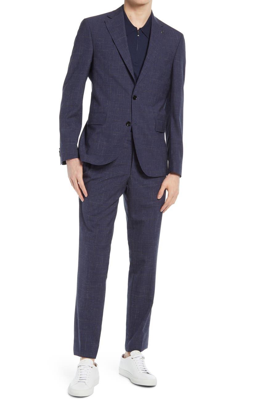 Dark-hued wool-linen blend summer wedding suit