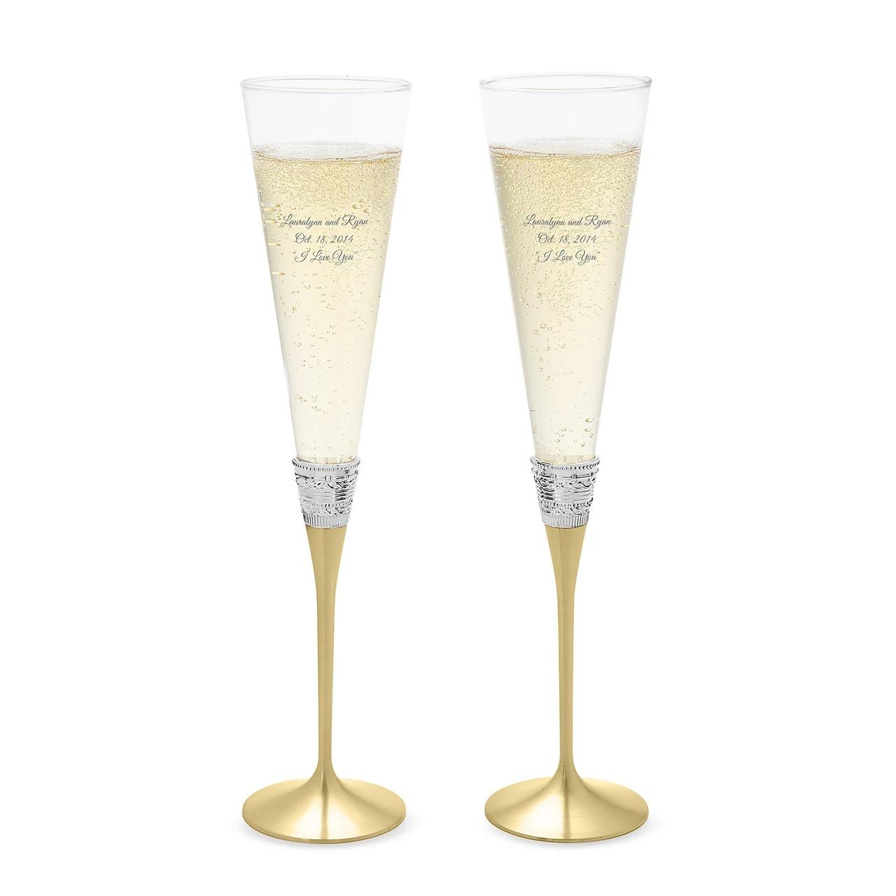 Cheers to Love Gold Champagne Glass Set