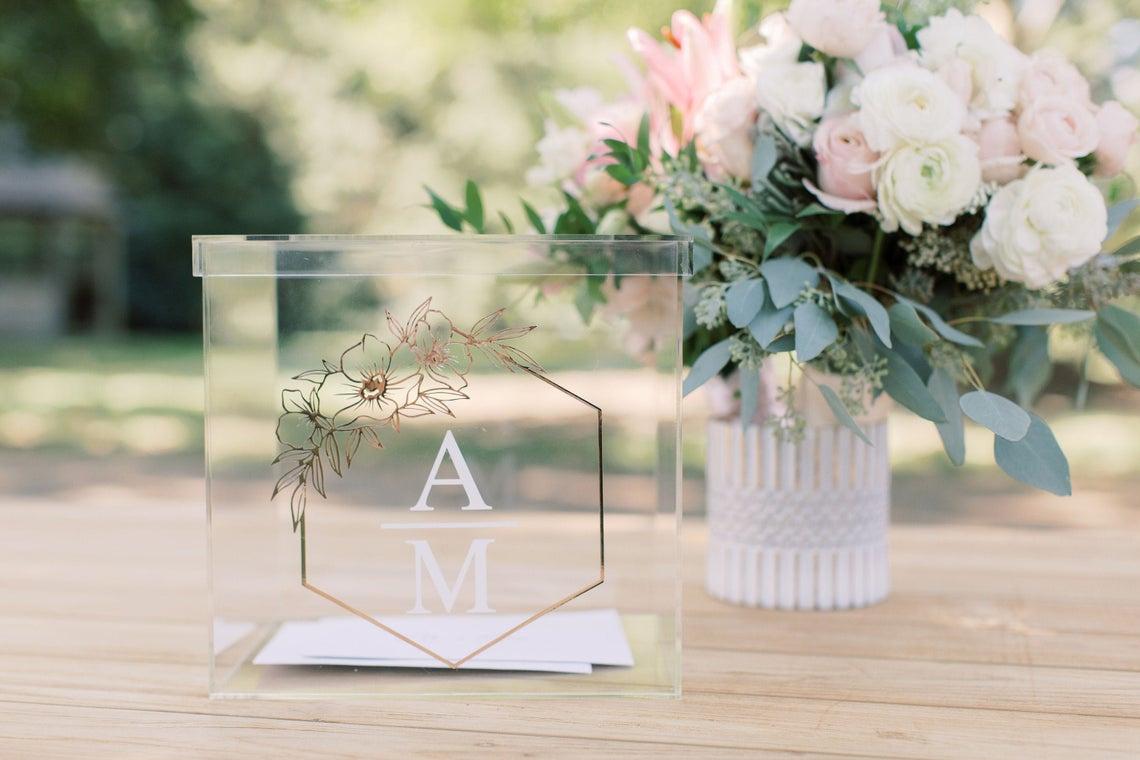 Acrylic Wedding Card Box Money Gift Holder Box Wedding Keepsake Box Envelope