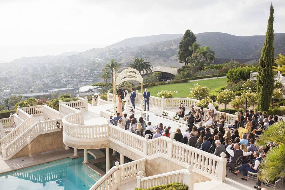 outdoor wedding ceremony with scenic california views