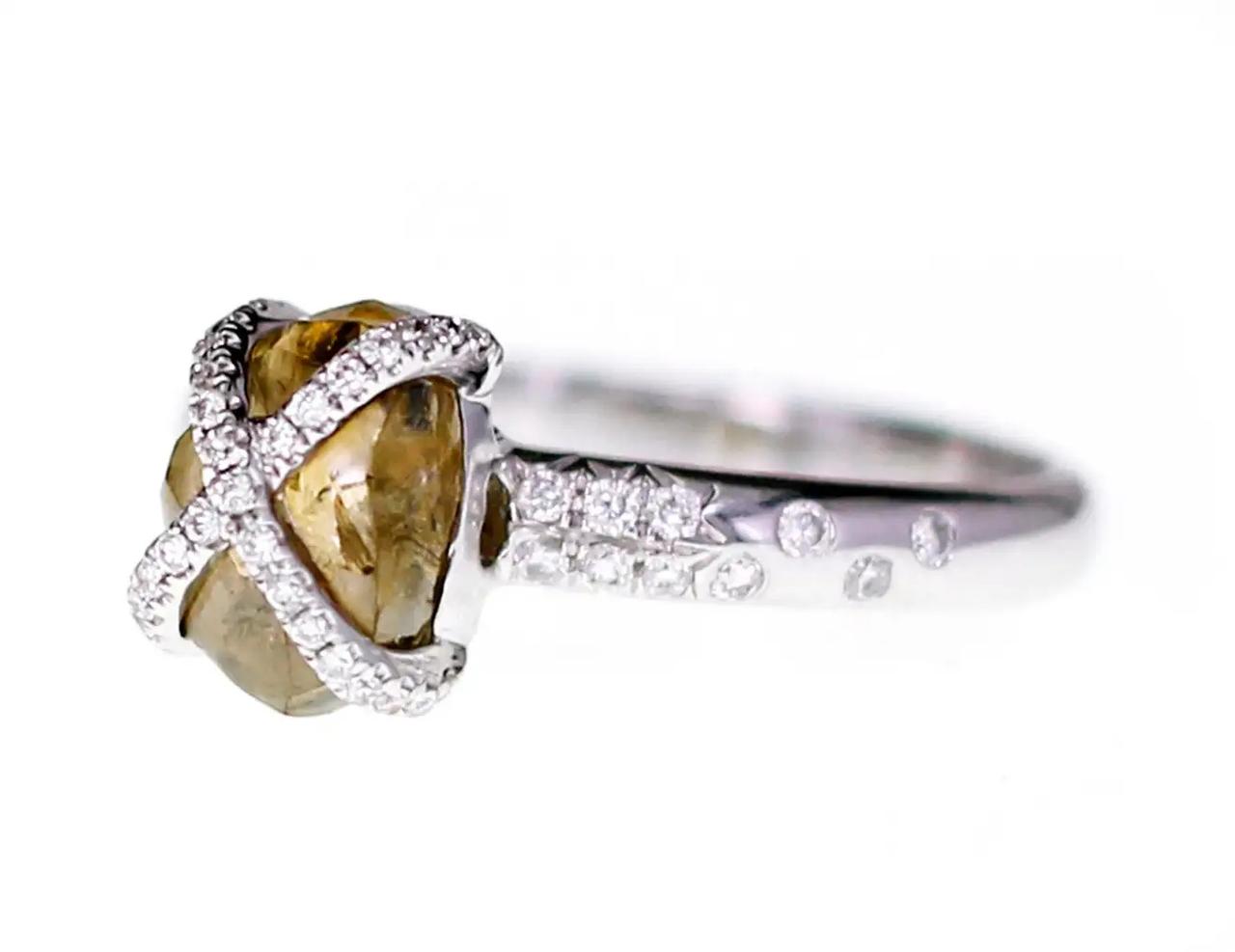 Rough Diamond Engagement Ring With Meteorite | Jewelry by Johan