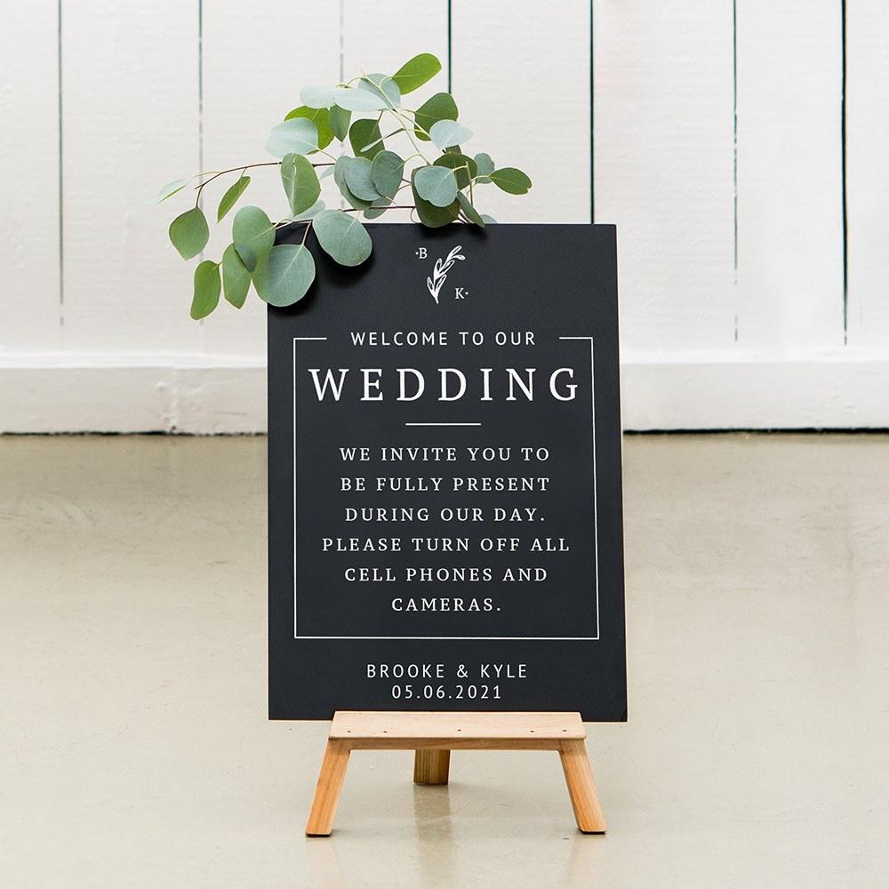 Pretty Chalkboard Style Please Leave Your Message Gay Personalised Wedding Sign 