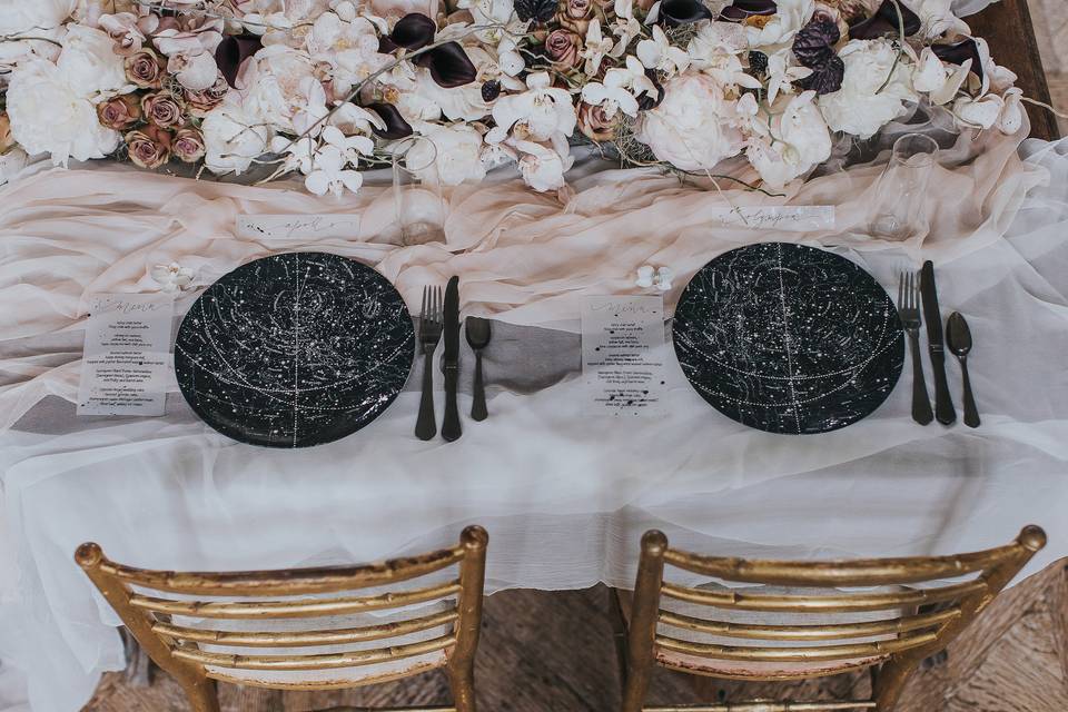 celestial wedding theme tablescape